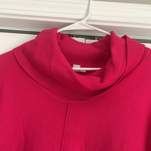 Pink Tunic Crowl Turtleneck Sweater Slit Side Oversized - Picture 5 of 7